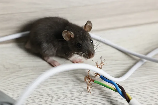 Eine Maus hat ein Kabel beschädigt. Vermeiden Sie Kabelschäden von Nagern durch eine effektive Mäusebekämpfung in Bremen. 