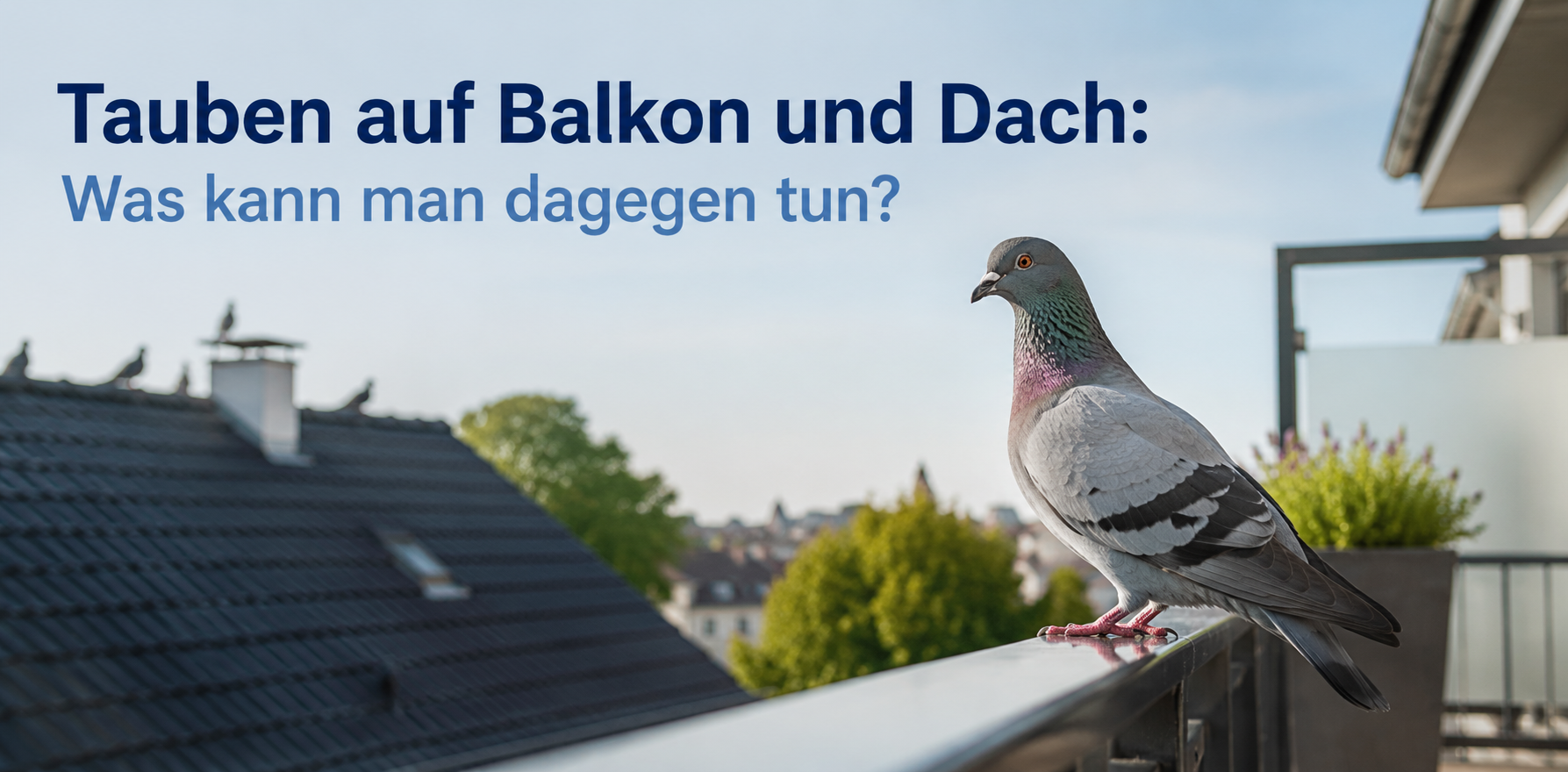 Tauben auf Balkon und Dach