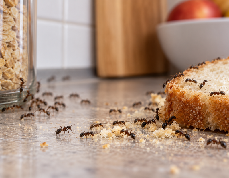 Ameisen auf Brot in der Küche